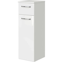 Weißer Badschrank mit zwei Schubladen und Griffen