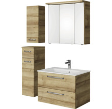 Badezimmermöbelset mit Waschtisch, Spiegelschrank und Hochschrank