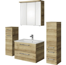 Badezimmermöbel-Set mit Waschbecken, Spiegelschrank und Unterschrank