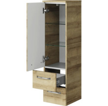 Hochschrank mit Tür, Schublade und Glasböden für das Badezimmer