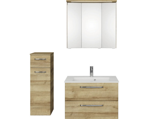 Badezimmerset mit Spiegelschrank, Waschtischunterschrank und Seitenschrank
