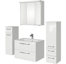 Badezimmermöbelset mit Waschtischunterschrank, Spiegelschrank und zwei Hochschränken