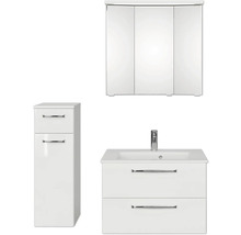 Badezimmermöbel Set mit Waschtischunterschrank, Waschbecken, Spiegelschrank und Hochschrank