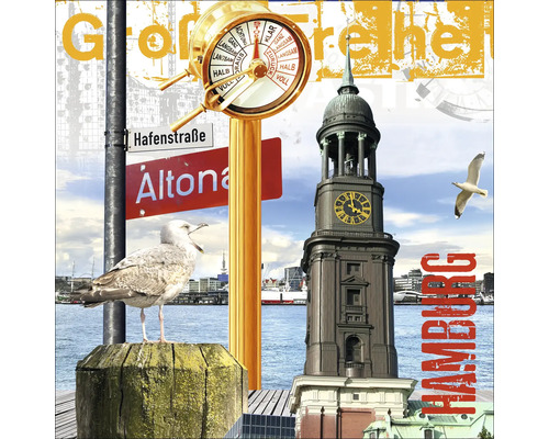 Collage de Hambourg avec des monuments et des vues de la ville