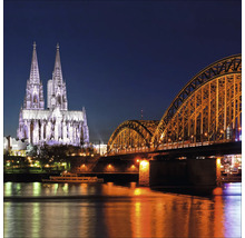 Cathédrale de Cologne et pont ferroviaire de nuit