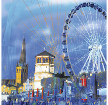 Vue de Düsseldorf avec grande roue, collégiale Saint-Lambert et Schlossturm