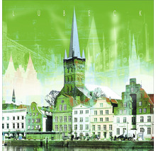 Lübeck Stadtsilhouette mit Holstentor und Kirchtürmen