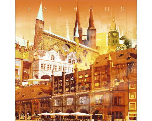 Glasbild Lübeck Rathaus I 30x30 cm