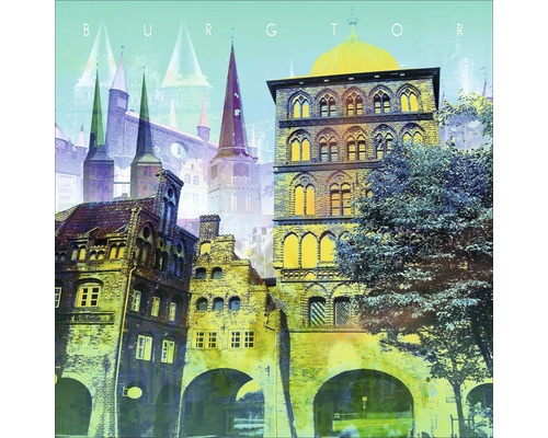 Illustration der Lübecker Altstadt mit Burgtor