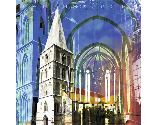 Illustration einer Kirche mit Turm