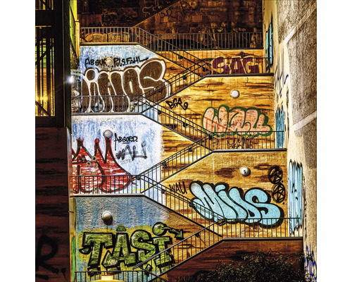 Glasbild Wuppertal Graffiti Treppe 30x30 cm