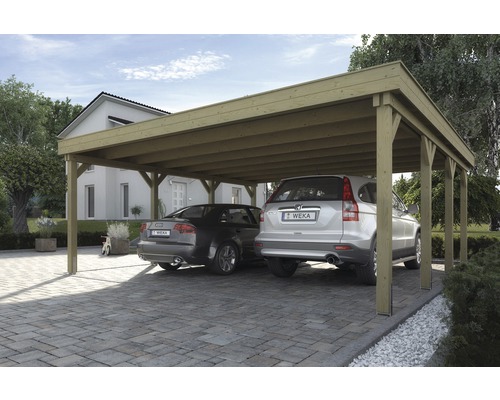 Carport double weka 609 taille 1576 x 591 cm traité en autoclave par imprégnation