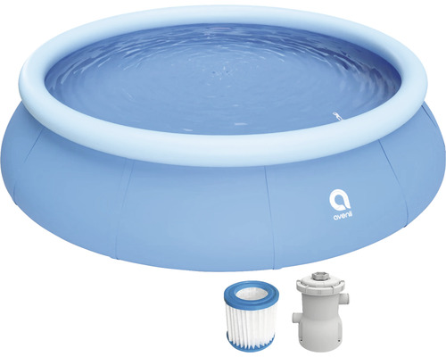Ensemble de piscine hors sol à pose rapide PVC ronde Ø 360x76 cm avec épurateur à cartouche bleu