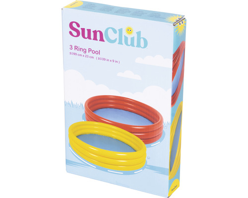 Verpackung eines Planschbeckens mit drei Ringen mit einem Durchmesser von 99 Zentimetern