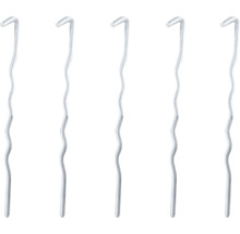Cinq broches de fixation métalliques argentées