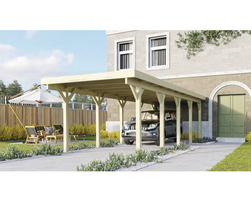 Carport simple Karibu Dahnen 3 Variante A 318x860 cm traité en autoclave par imprégnation