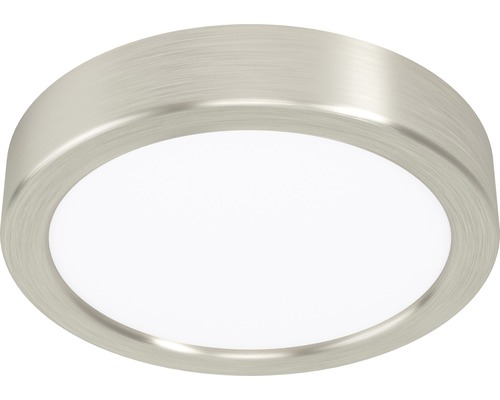 Plafonnier LED acier/plastique 12W 1200 lm 4000 K blanc neutre HxØ 45x170 mm Fueva nickel mat/blanc rond