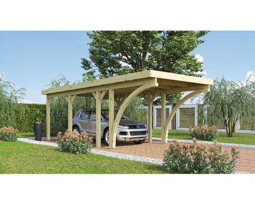 Carport simple Karibu Bremm 2 Variante C 318x670 cm traité en autoclave par imprégnation