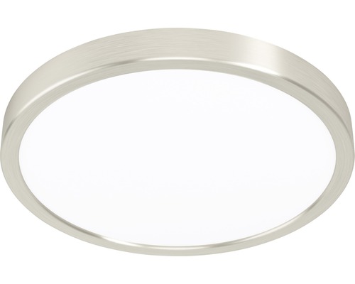 Plafonnier LED acier/plastique 20W 2200 lm 4000 K blanc neutre HxØ 45x300 mm Fueva nickel mat/blanc rond
