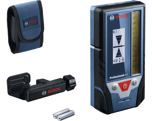 Laser-Empfänger Bosch Professional LR 7 inkl. 2 x Batterie (AA), Zubehör-Set Bosch Professional LR 7 Laserempfänger mit Halterung, Tasche und Batterien
