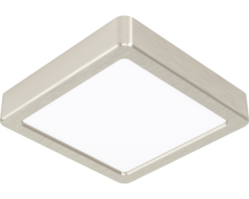 Plafonnier LED acier/plastique 12W 1200 lm 4000 K blanc neutre hxLxl 45x170x170 mm Fueva nickel-matt/blanc carré