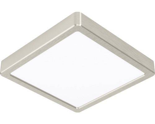 Plafonnier LED acier/plastique 16W 1800 lm 4000 K blanc neutre hxLxl 45x225x225 mm Fueva nickel-matt/blanc carré