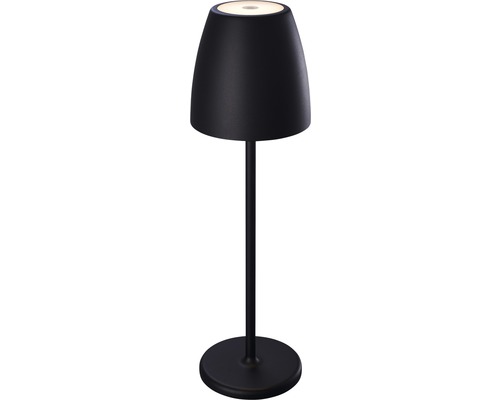 Lampe de table sans fil IP65 2W 200 lm 2700 K blanc chaud Tavola noir h 380 mm avec USB + variateur d'intensité tactile