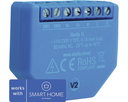 Actionneur de commutation Shelly 1L 4,1 A WiFi Smart - compatible avec SMART HOME by hornbach Actionneur de commutation Shelly 1L 4,1 A WiFi Smart - compatible avec SMART HOME by hornbach