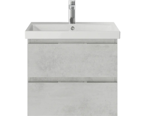 Meuble sous-vasque avec deux tiroirs, lavabo et robinet