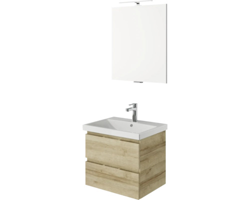Meuble-lavabo avec meuble sous-vasque, miroir et éclairage pour salle de bains