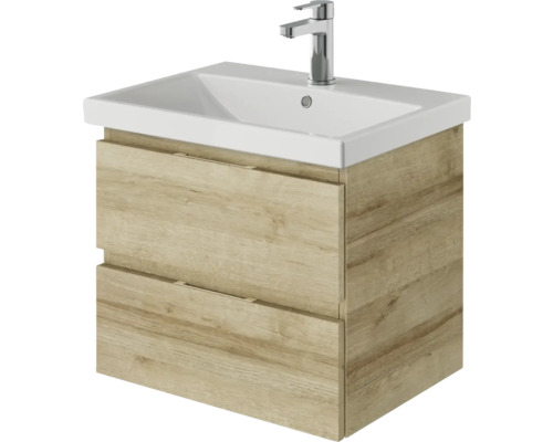 Meuble sous-lavabo avec deux tiroirs et lavabo à poser