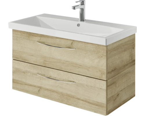 Meuble sous-lavabo avec deux tiroirs et lavabo à poser