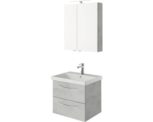 Badezimmermöbelset mit Waschbeckenunterschrank, Waschbecken und Spiegelschrank