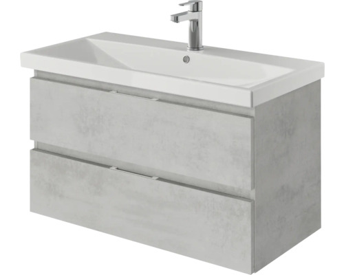 Waschtischunterschrank mit zwei Schubladen und Aufsatzwaschbecken