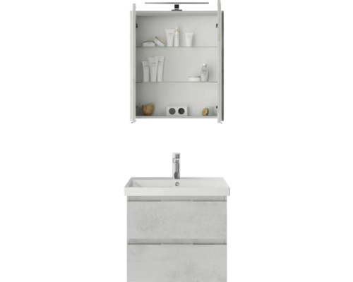 Badezimmer-Set mit Waschbeckenunterschrank, Waschbecken und Spiegelschrank
