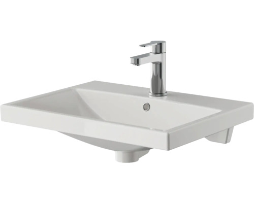 Weißes Aufsatzwaschbecken mit Armatur für das Badezimmer