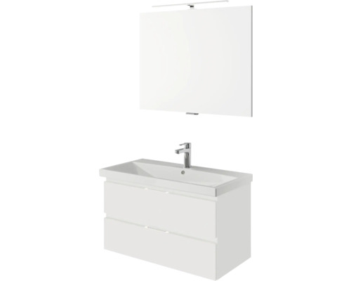 Waschtischunterschrank mit Waschbecken und Spiegel