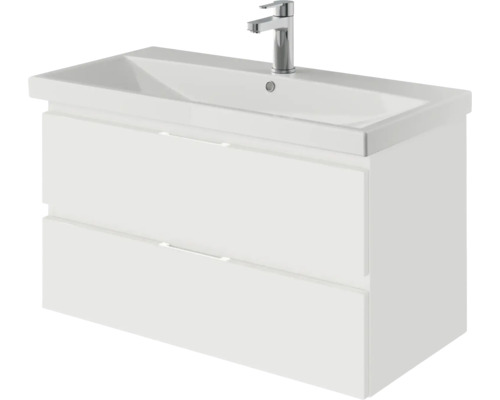 Waschtischunterschrank mit zwei Schubladen und Aufsatzwaschbecken