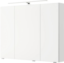 Weißer Kleiderschrank mit drei Türen und Beleuchtung