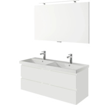 Waschtisch mit zwei Waschbecken und Spiegel für das Badezimmer