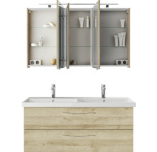 Badezimmermöbelset mit Spiegelschrank, Waschbecken und Unterschrank