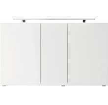 Weißer Badezimmerschrank mit drei Türen und Beleuchtung