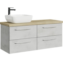 Waschtischunterschrank mit Aufsatzwaschbecken und Armatur