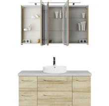 Badezimmermöbel-Set mit Waschtisch, Aufsatzwaschbecken und Spiegelschrank