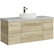 Waschtischunterschrank mit Aufsatzwaschbecken und Armatur