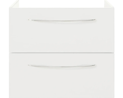 Weißer Unterschrank mit zwei Schubladen und Griffen