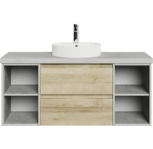 Waschtischunterschrank mit Aufsatzwaschbecken und zwei Schubladen