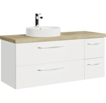 Waschtisch mit Waschbecken, Unterschrank und Armatur für das Badezimmer