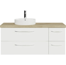Waschtischunterschrank mit Aufsatzwaschbecken und Armatur
