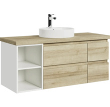 Waschtischunterschrank mit Aufsatzwaschbecken und zwei Schubladen